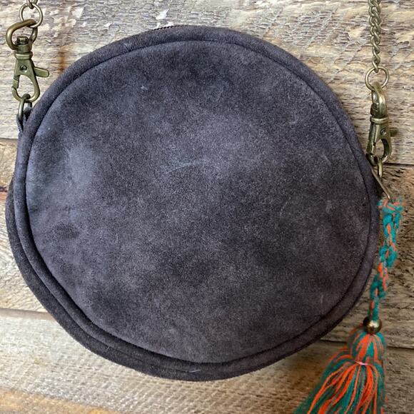 Lovestitch Bohemian Beaded Purse Multicolor Suede Tassel Details 7” x 7”x 2” - Picture 5 of 8